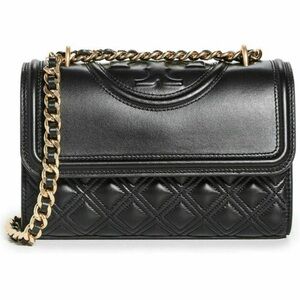 Tory Burch Black Quilted Crossbody Bag with Gold Chain
